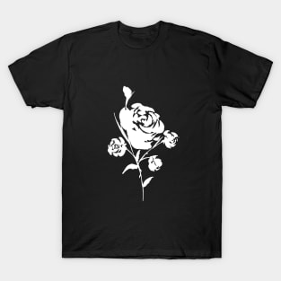 White Rose on Black T-Shirt